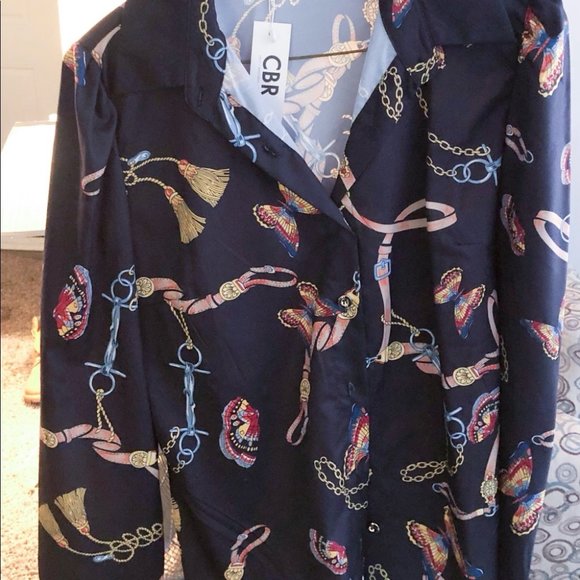 Multi-Colored Button Down Blouse - Picture 4 of 5